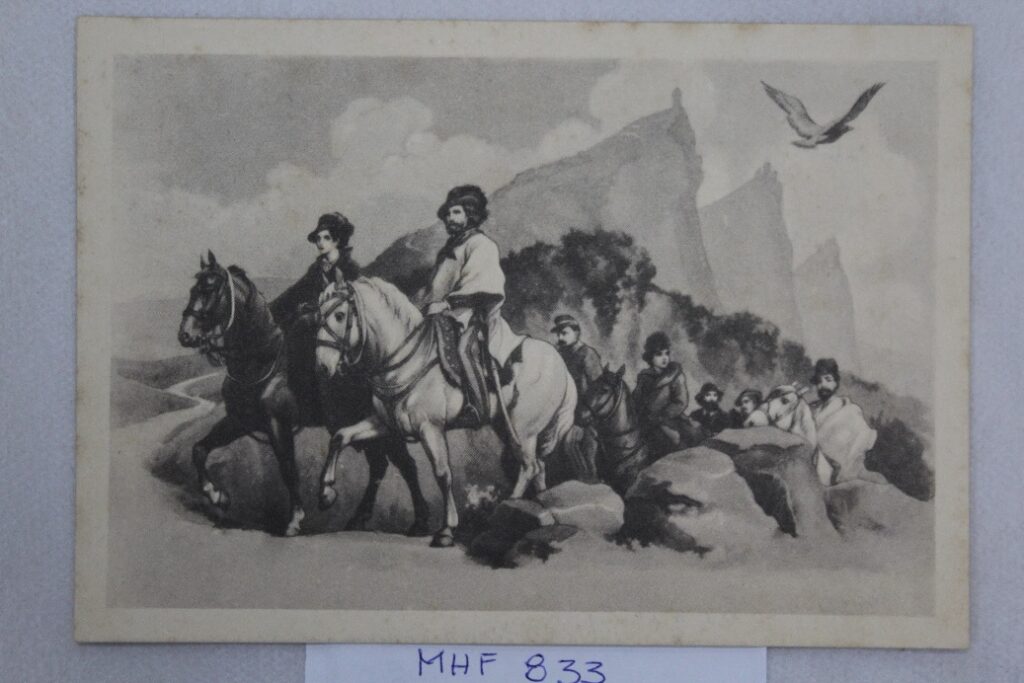 Cartão postal com as imagens de Anita e Giuseppe Garibaldi