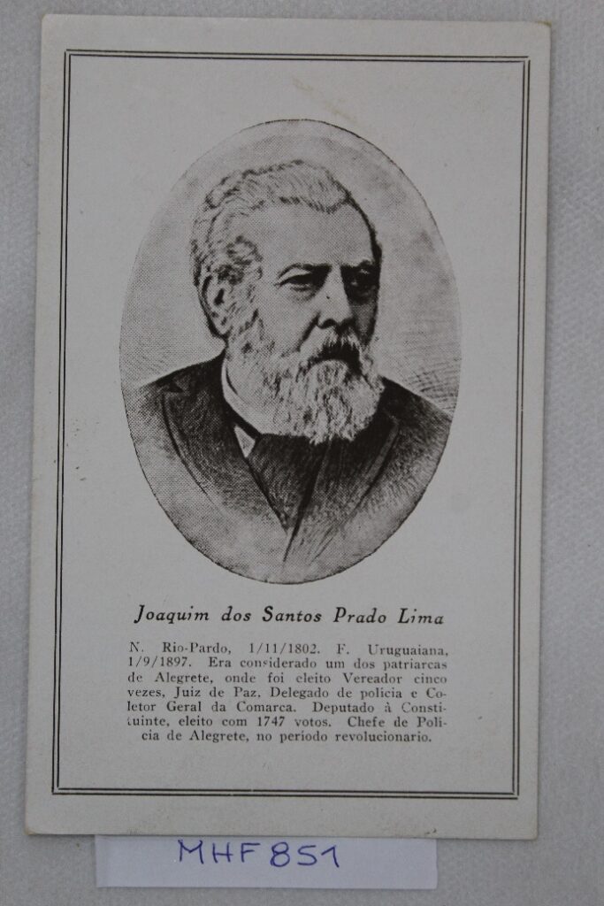 Cartão postal com imagem de Joaquim dos Santos Prado Lima